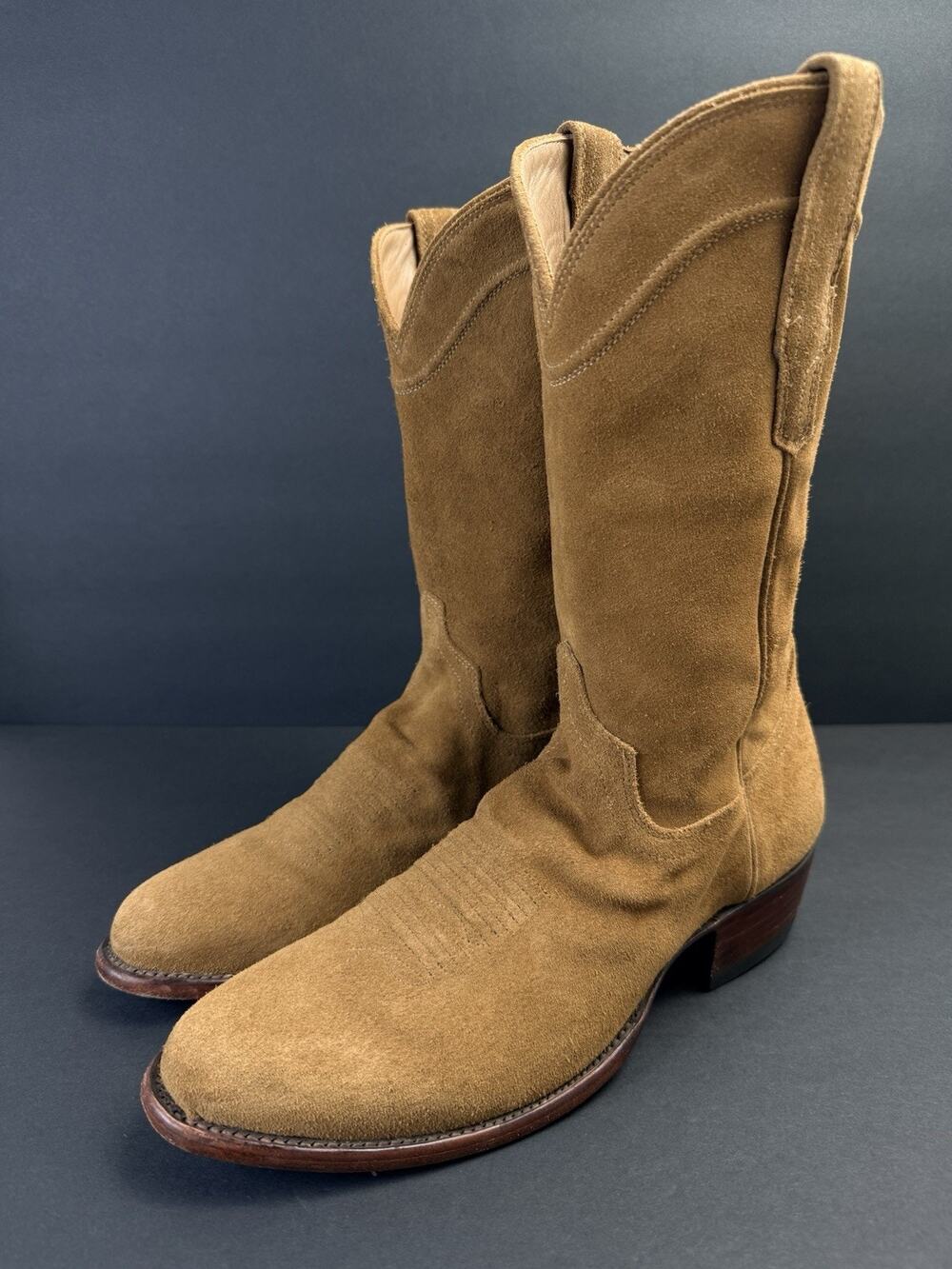 TECOVAS The Johnny 1008 Men’s 9D Tan Suede Handmade Cowboy Boots Western